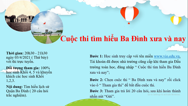 Trường Tiểu học Phan Chu Trinh phát động “Cuộc thi tìm hiểu Ba Đình xưa và nay ”