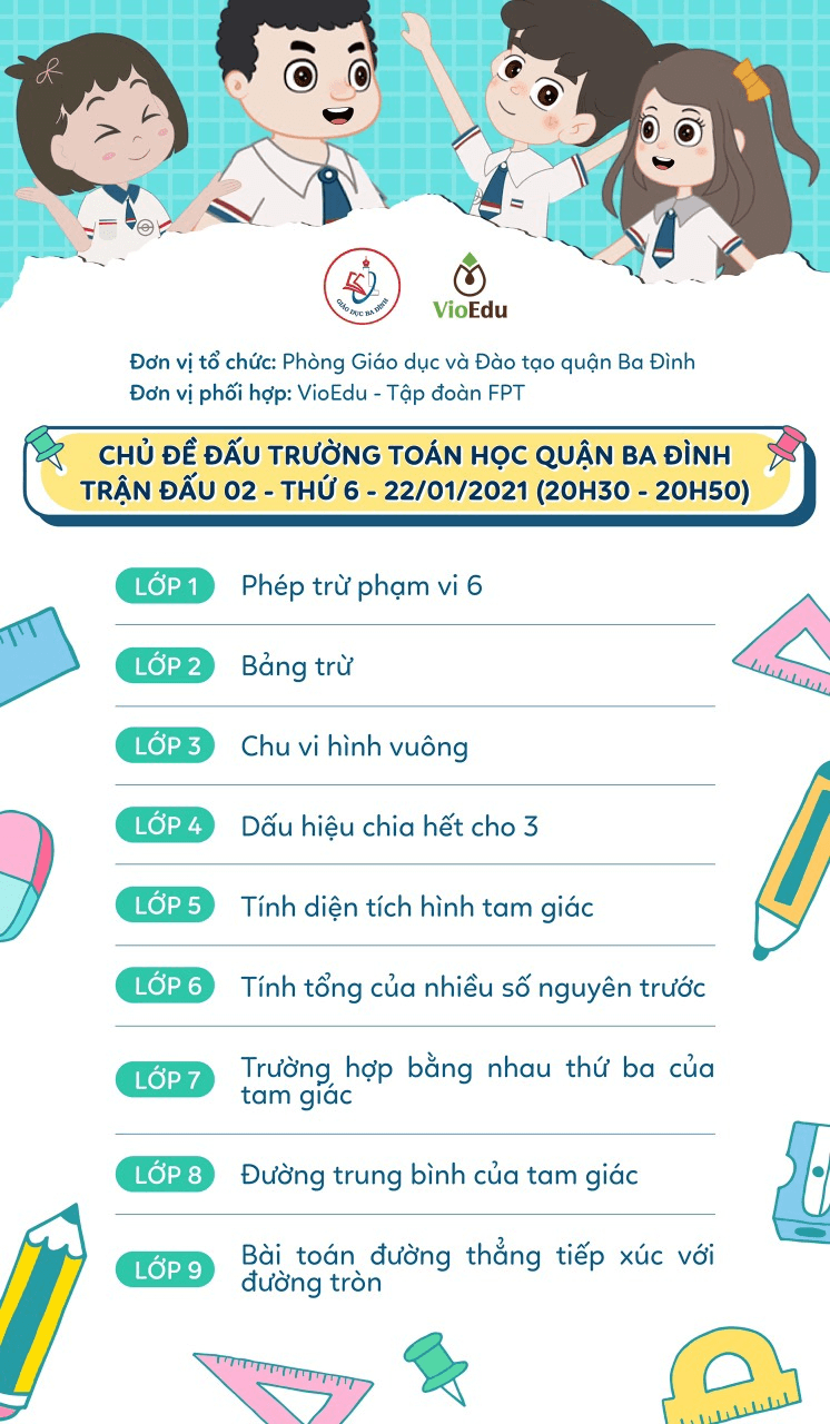 Thông báo về việc thay đổi khung giờ thi "Đấu trường toán học"