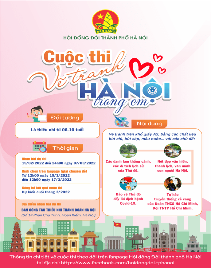 Liên đội TH Phan Chu Trinh triển khai cuộc thi  vẽ tranh "Hà Nội trong em" năm 2022