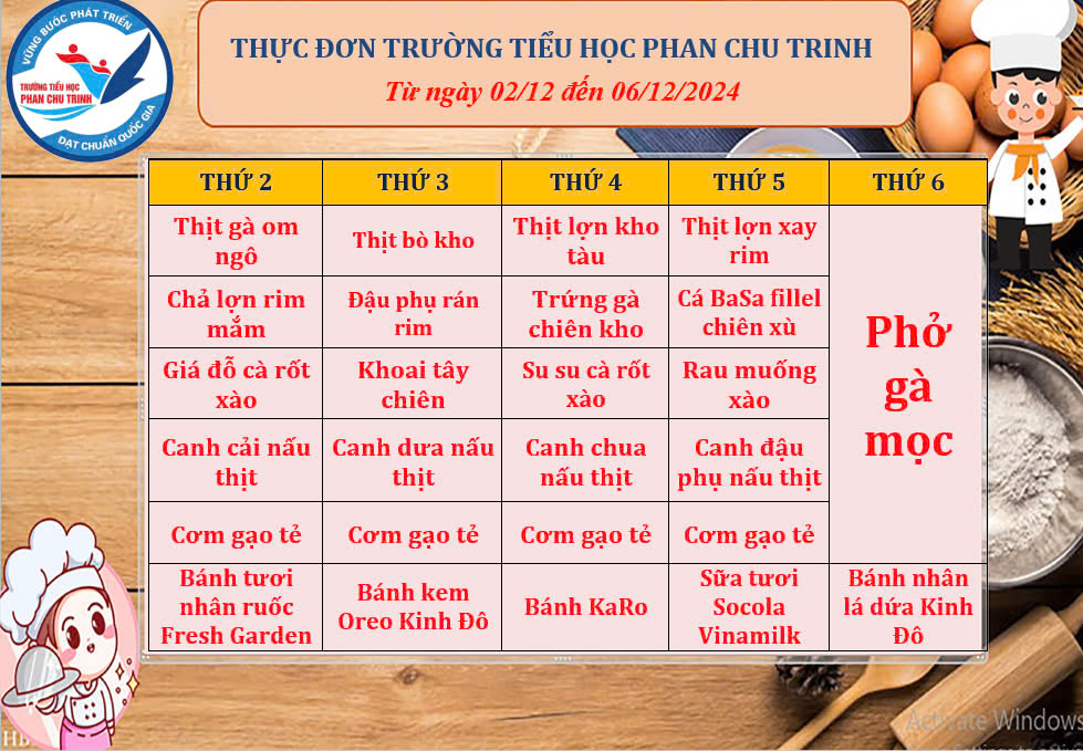 Cùng xem thực đơn tuần mới của các bạn nhỏ trường Phan nhé!