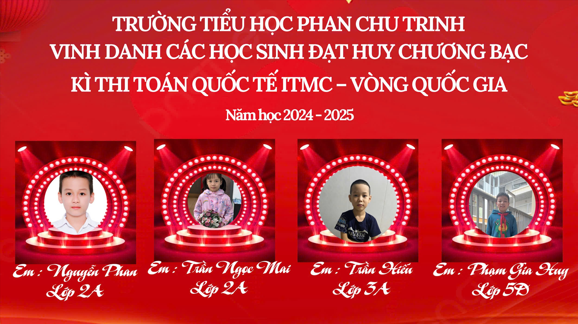 Học sinh trường Tiểu học Phan Chu Trinh đạt thành tích cao trong kỳ thi “Tìm kiếm Tài năng Toán học Quốc tế ITMC 2025” vòng Quốc gia