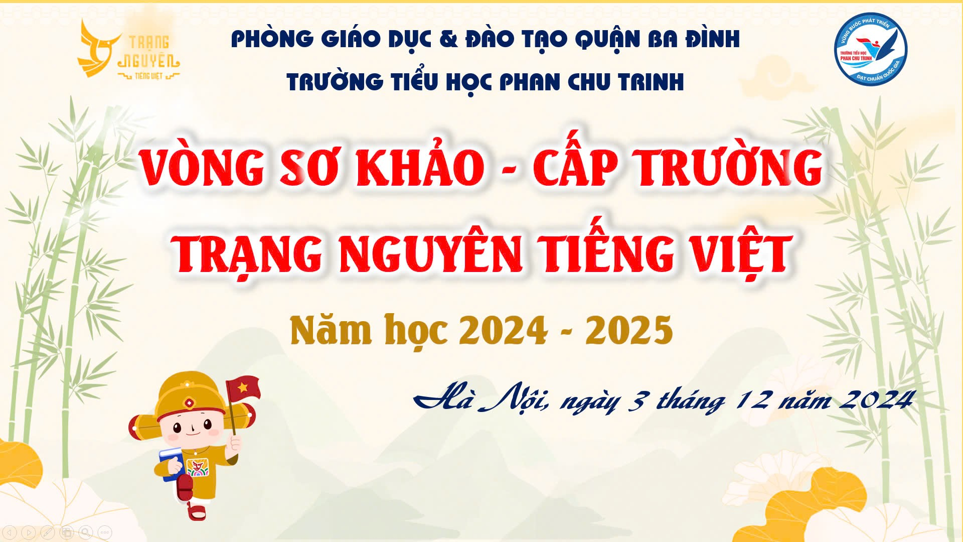 Trường TH Phan Chu Trinh tổ chức cuộc thi Trạng Nguyên Tiếng Việt - Vòng thi Sơ khảo cấp trường năm học 2024 – 2025