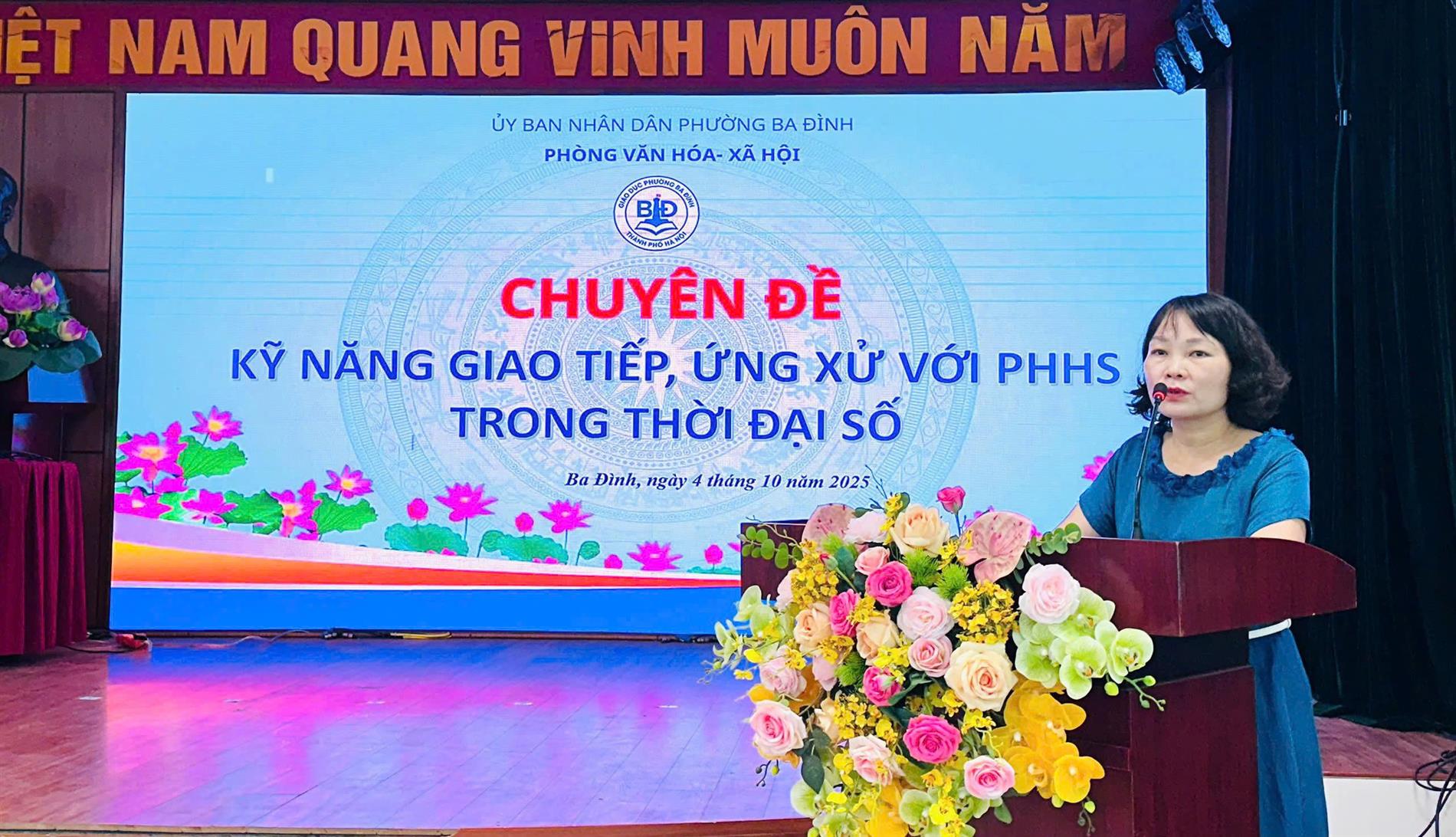TẬP HUẤN KỸ NĂNG GIAO TIẾP, ỨNG XỬ VỚI PHỤ HUYNH HỌC SINH TRONG THỜI ĐẠI SỐ– TĂNG CƯỜNG “VITAMIN HẠNH PHÚC” CHO ĐỘI NGŨ NHÀ GIÁO PHƯỜNG BA ĐÌNH
