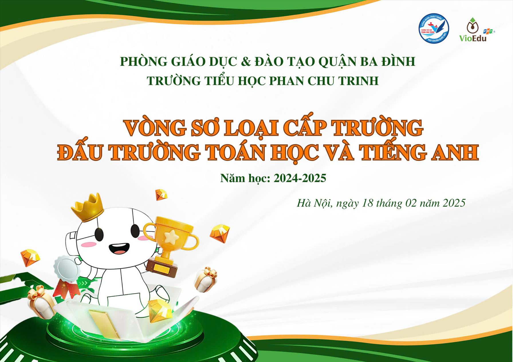 Trường Tiểu học Phan Chu Trinh tổ chức cuộc thi Đấu trường Toán học và Tiếng Anh - Vòng thi Sơ khảo cấp trường năm học 2024 – 2025