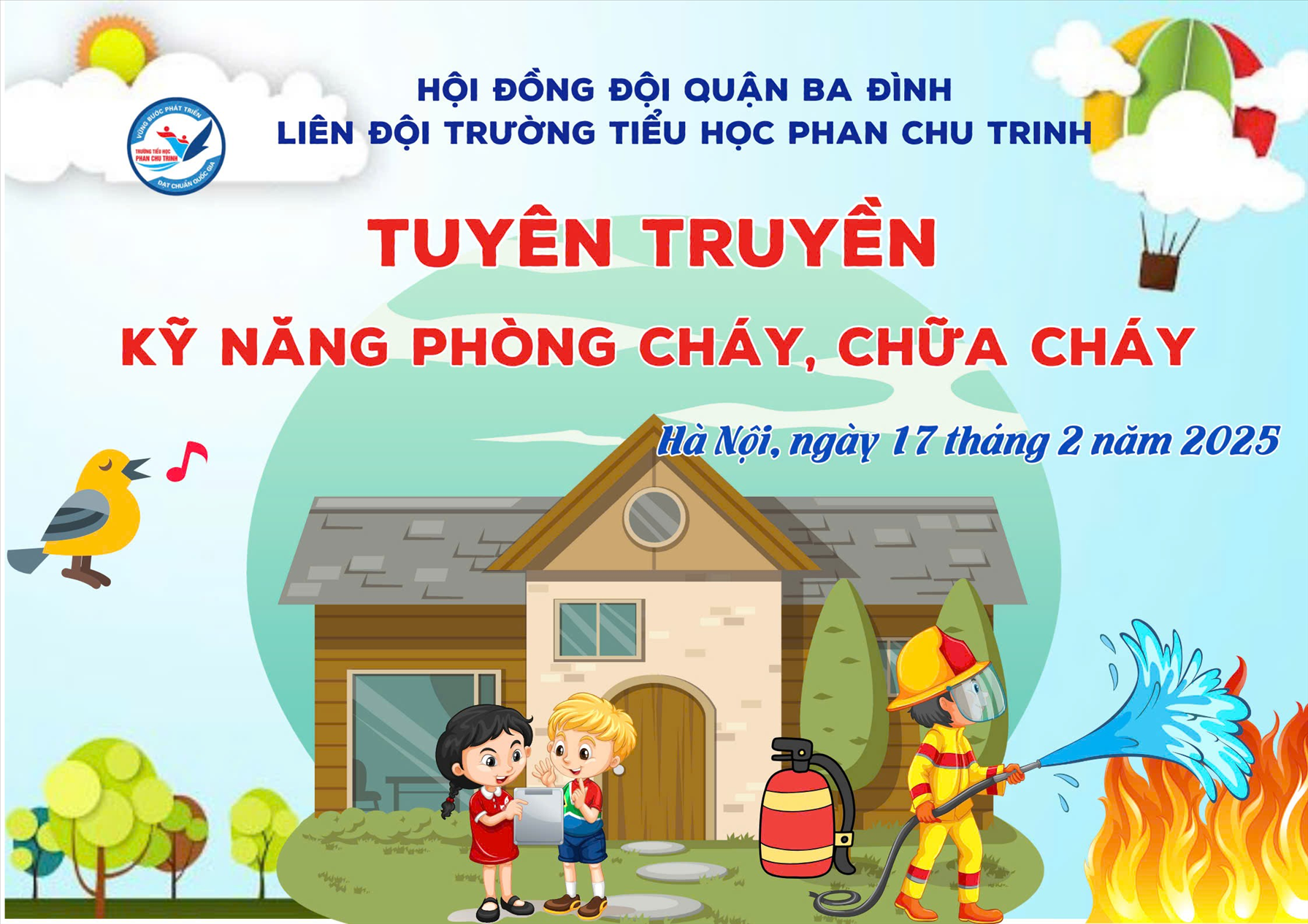 Liên đội trường Tểu học Phan Chu Trinh tổ chức các hoạt động tuyên truyền Kỹ năng phòng cháy chữa cháy