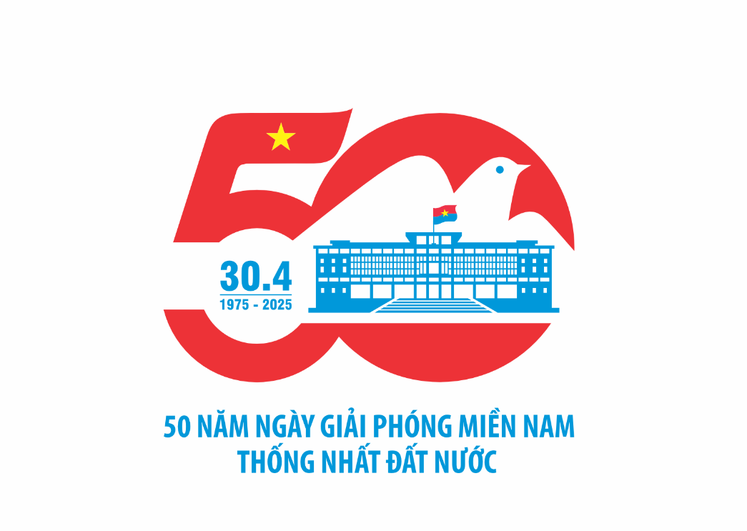 Vector biểu trưng (logo) Kỷ niệm 50 năm Ngày Giải phóng miền Nam thống nhất  đất nước (30/4/1975 – 30/4/2025) - Thái Triển